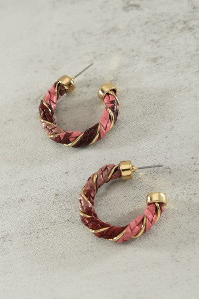 Faux Leather Rope Hoop Earrings