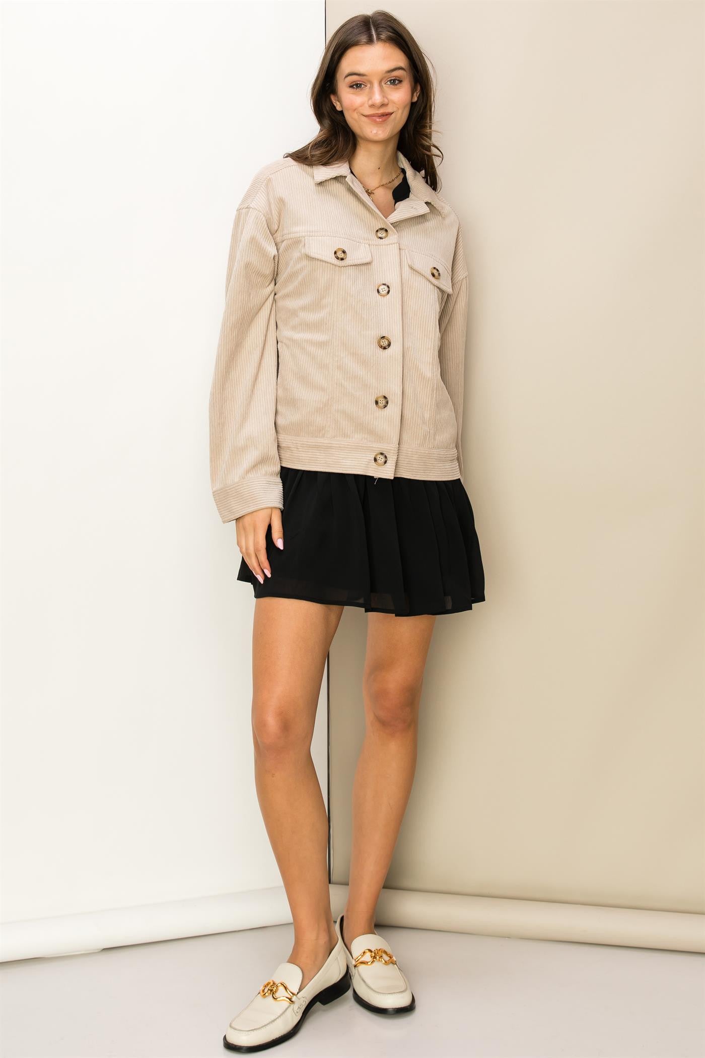 TWO COLORS - Dream Corduroy Flap Pocket Jacket