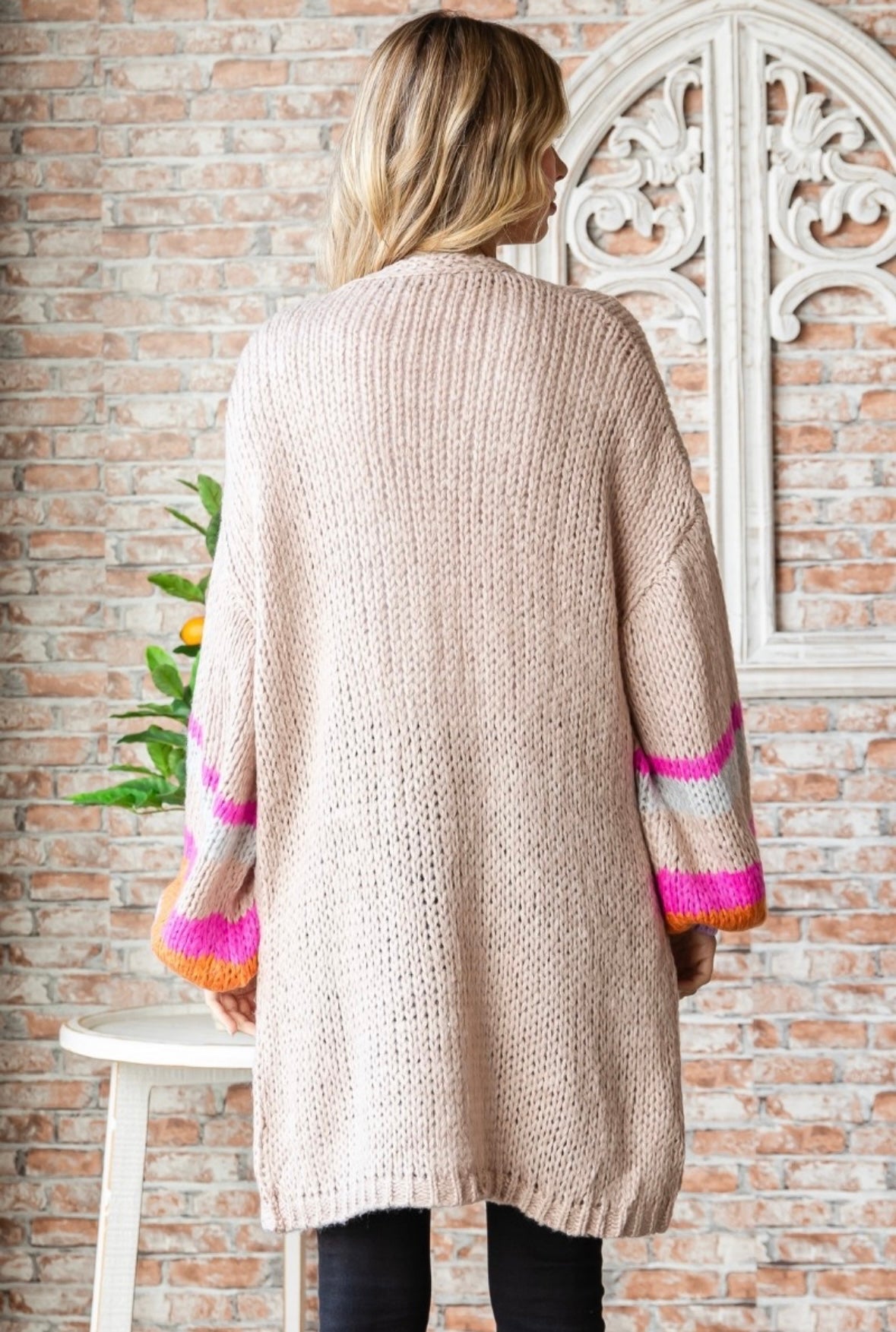 THREE COLORS -Daphne Balloon Sleeve Cardigan