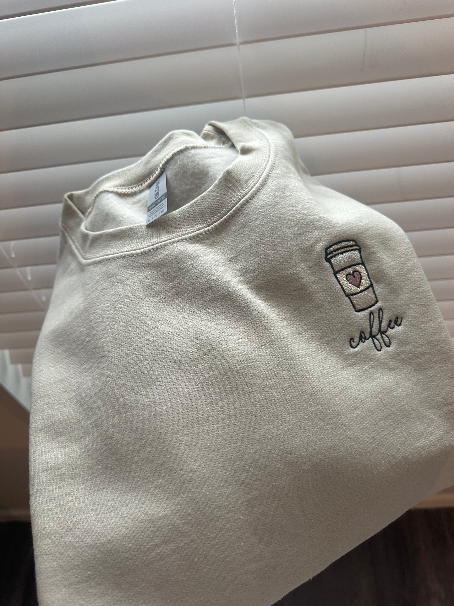 Coffee Icon Embroidered Crew Necks