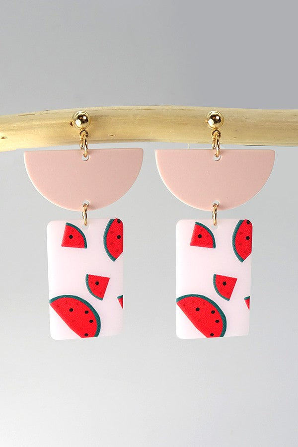 Watermelon Acrylic Drop Earrings
