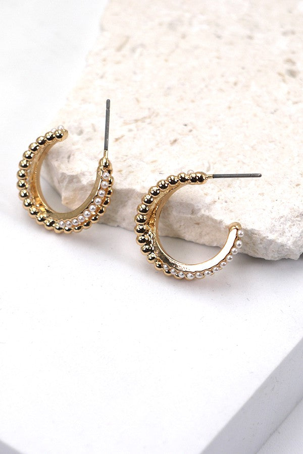 Interwine Pearl Ball Cross Over Earrings