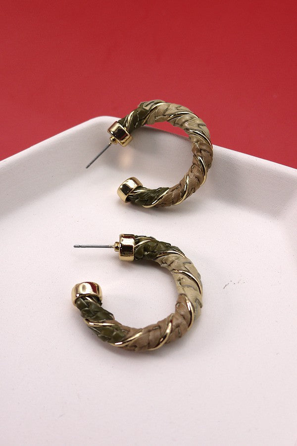 Faux Leather Rope Hoop Earrings