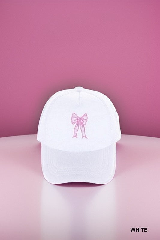 Embroidered Bow Trucker Hat