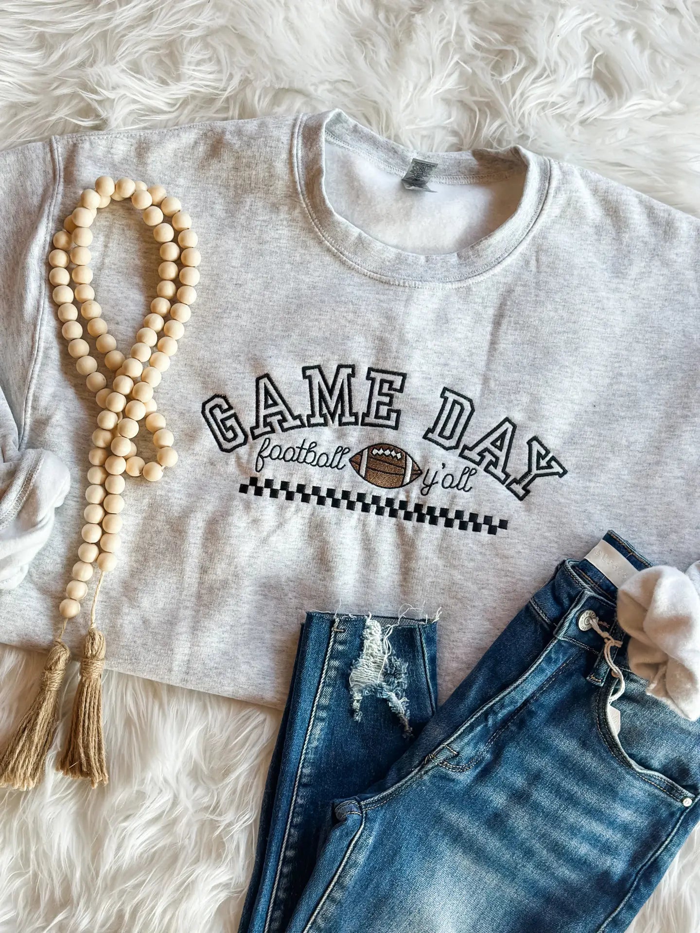 Game Day Embroidered Crew Neck