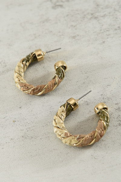 Faux Leather Rope Hoop Earrings