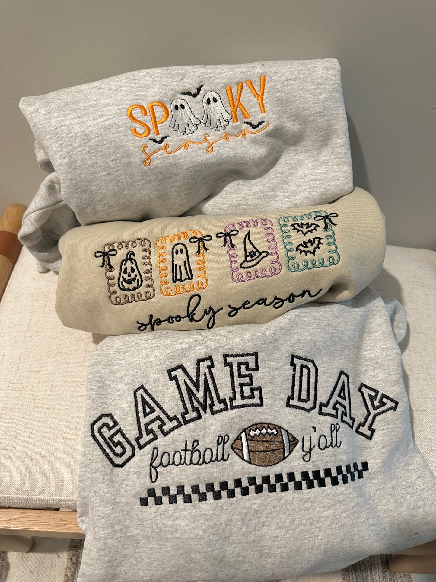 Spooky Ghost Embroidered Crewneck
