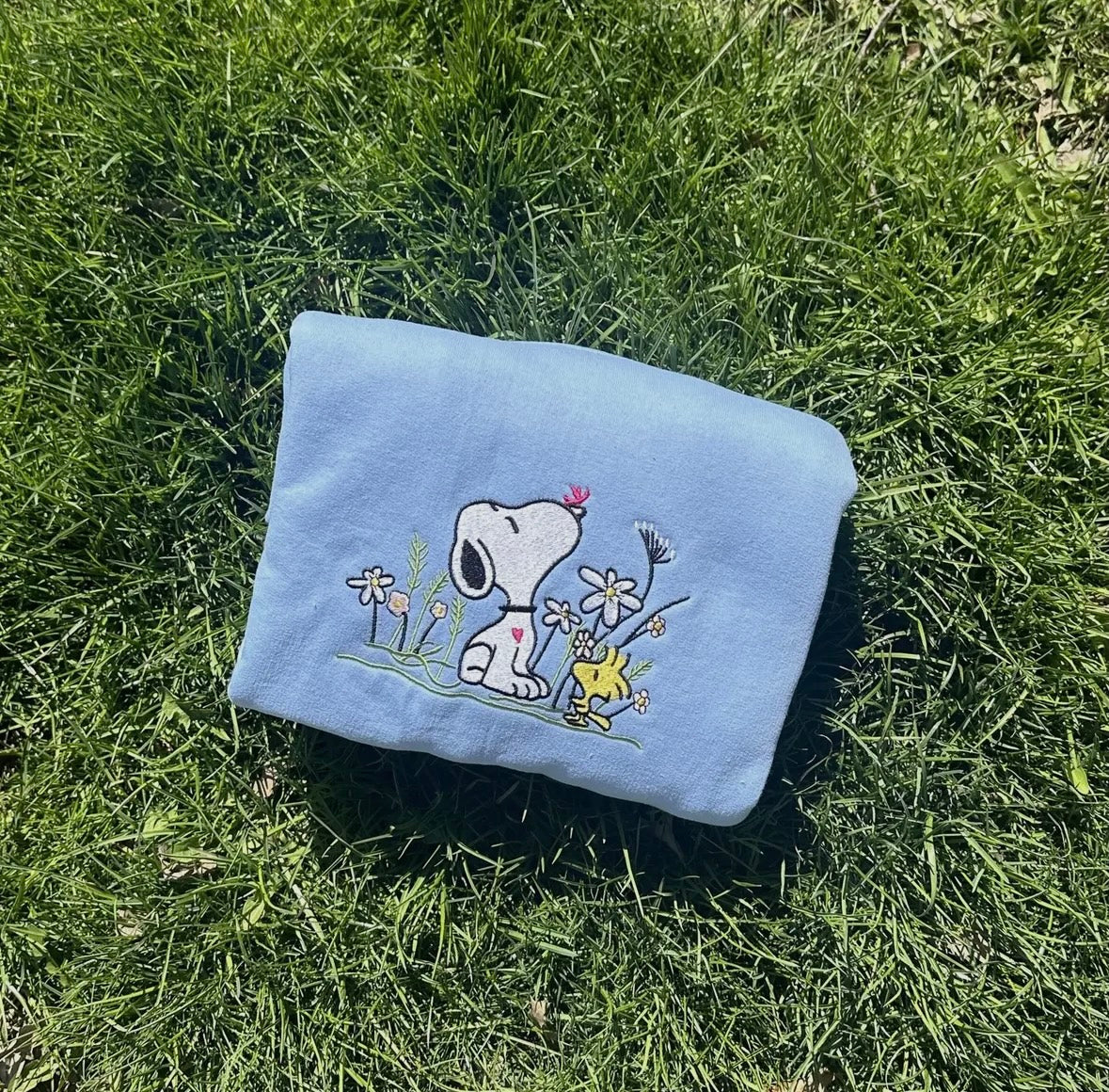 Spring Snoopy Dog Embroidered Crew Neck