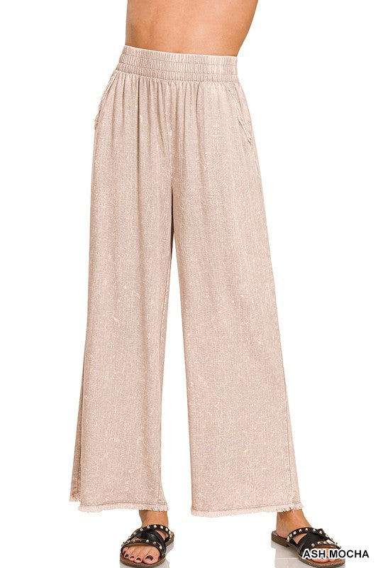 Three Colors : Neutral Acid Wash Linen Pants