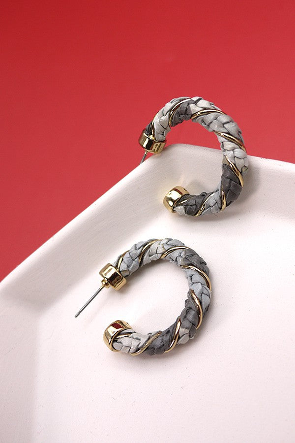 Faux Leather Rope Hoop Earrings