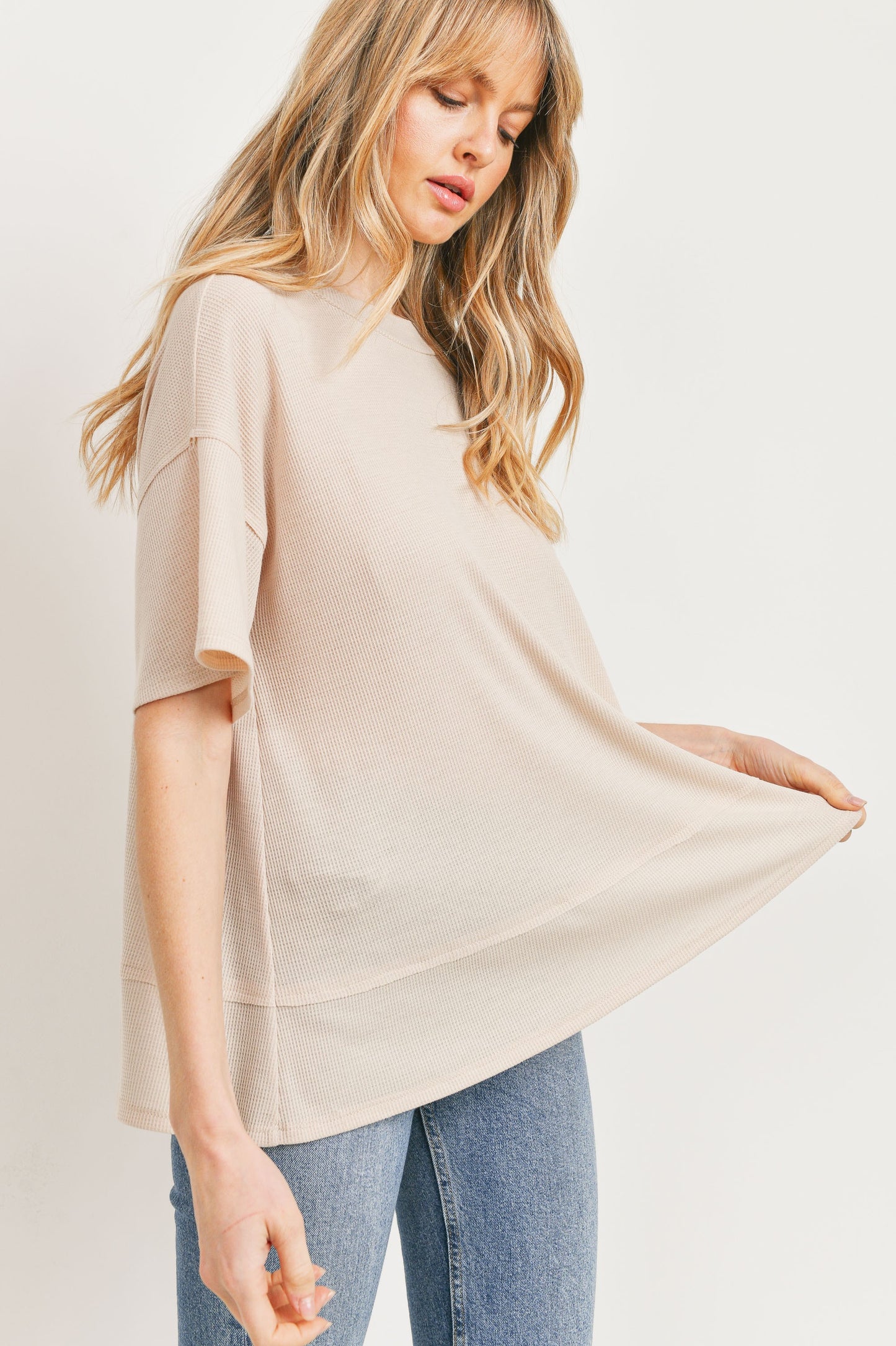 FOUR COLORS - Sandy Round Neck Short Sleeve Top