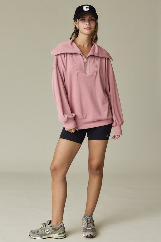 Emilia Ribbed Pullover Half Zip