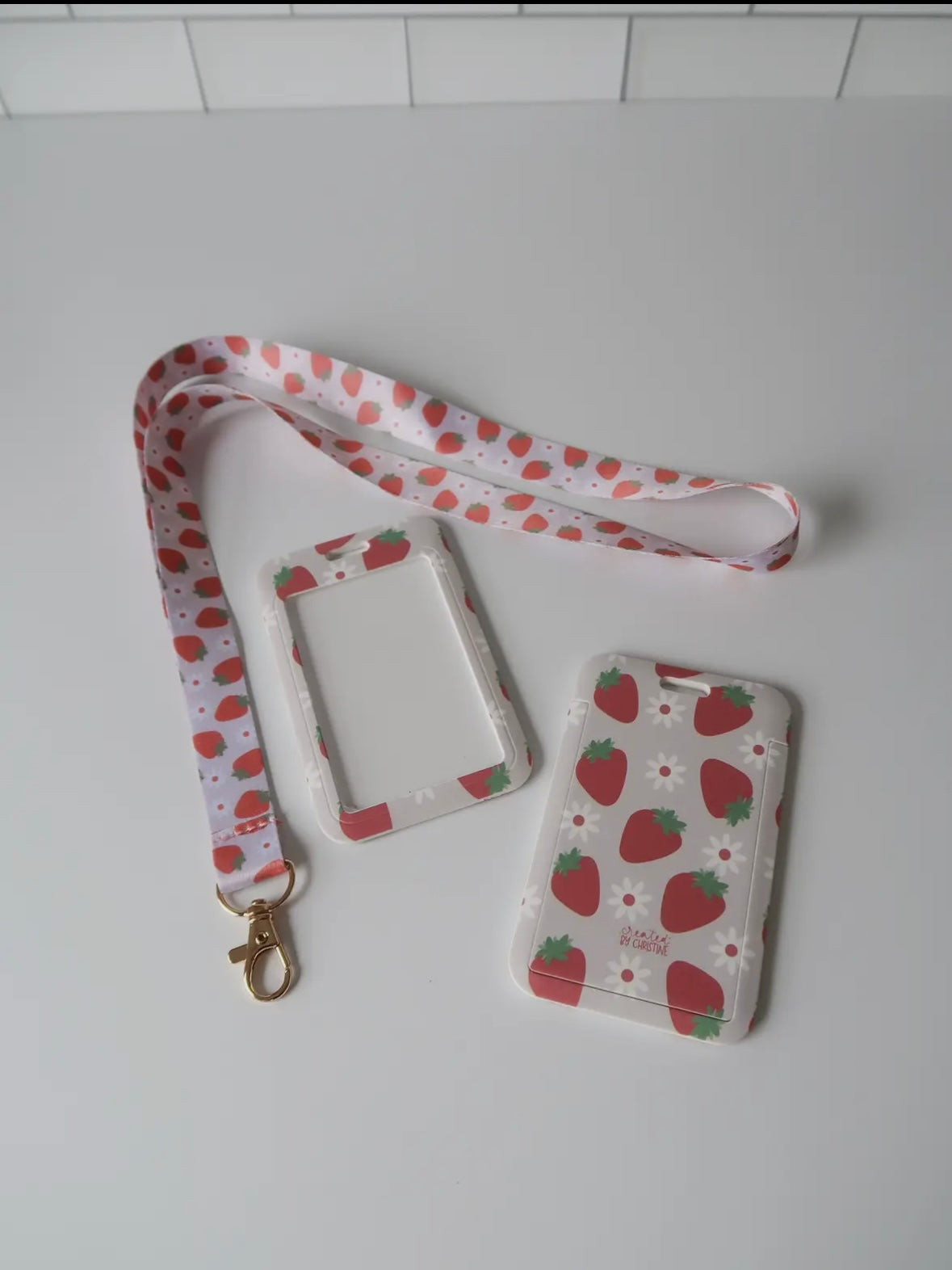 Strawberry Cream Lanyard & Badge Holder