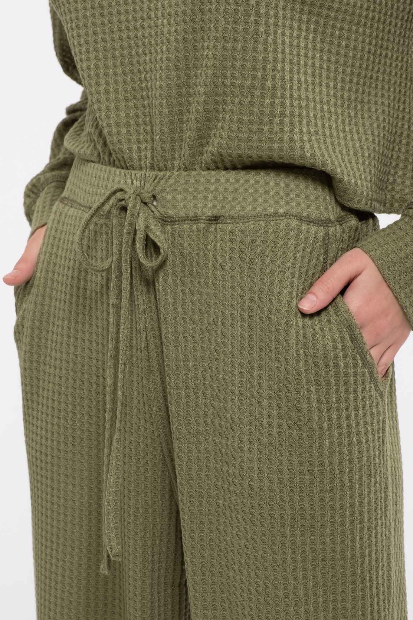 Olive Waffle Knit Combo Set