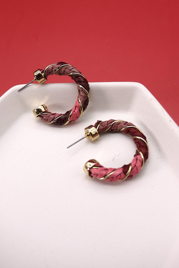 Faux Leather Rope Hoop Earrings