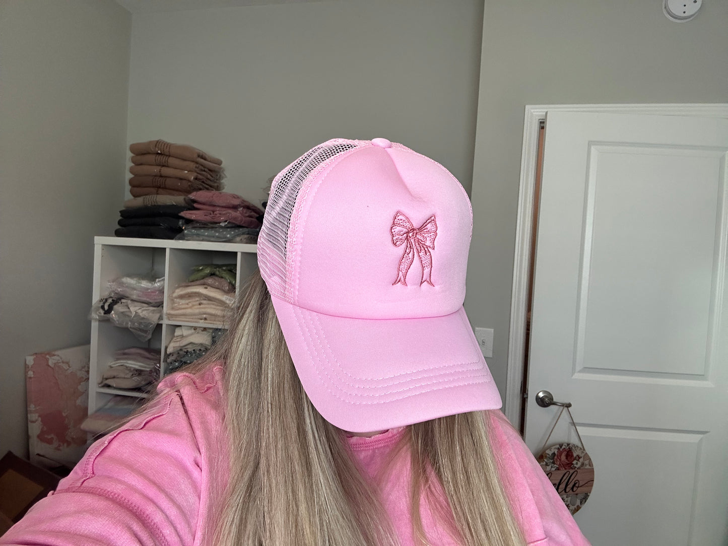Embroidered Bow Trucker Hat