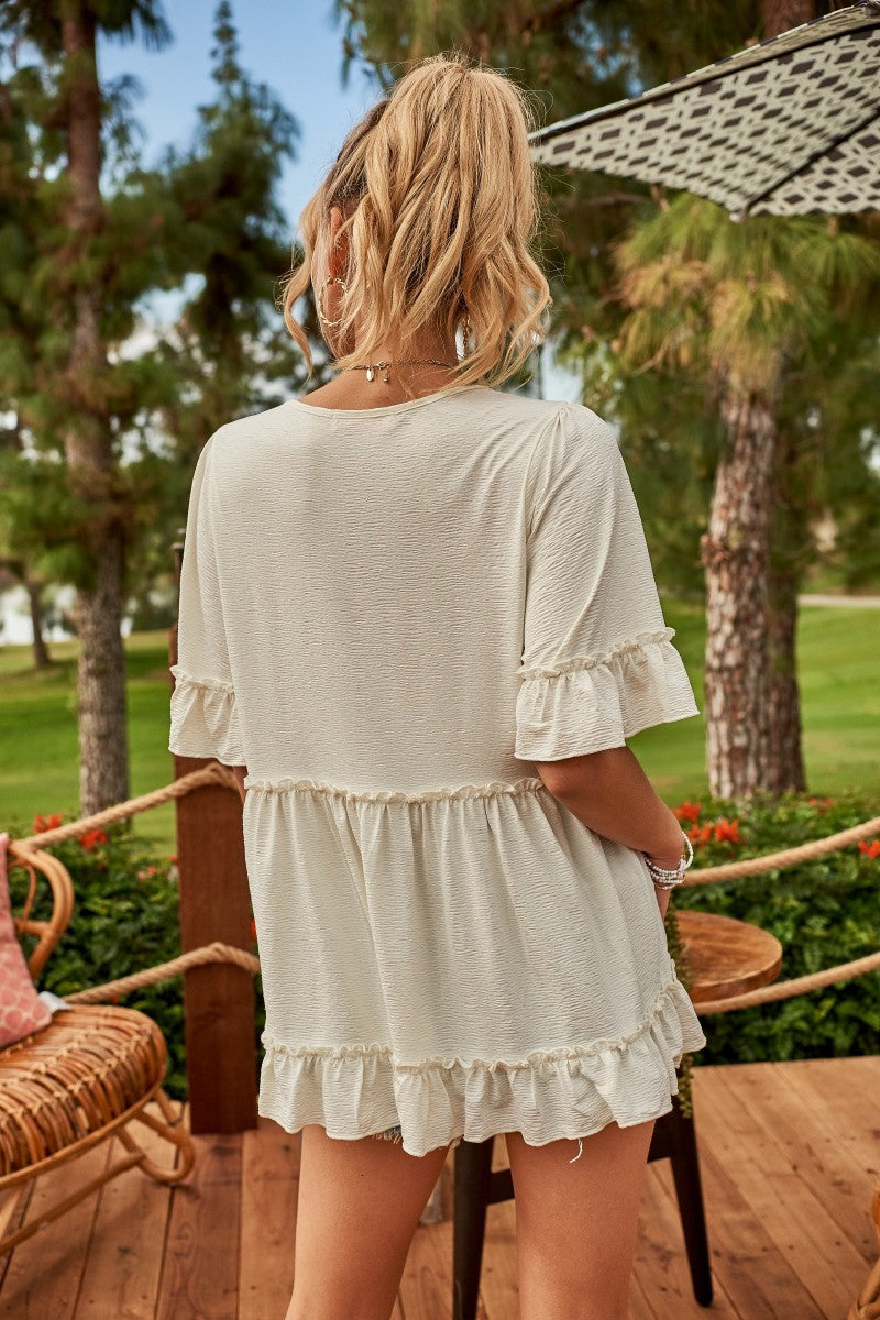 Leslie Peplum Ruffled Blouse (S-3X)