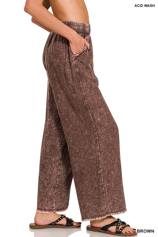 Three Colors : Neutral Acid Wash Linen Pants
