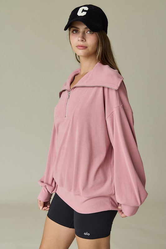 Emilia Ribbed Pullover Half Zip
