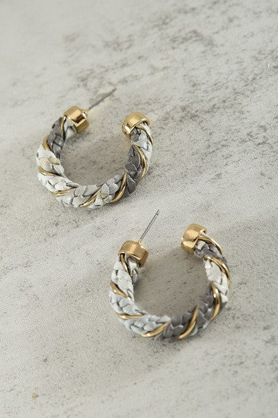 Faux Leather Rope Hoop Earrings