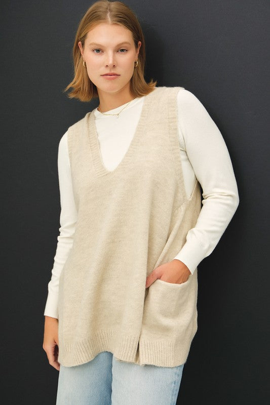 Autumn Flowy V-Neck Vest