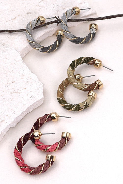 Faux Leather Rope Hoop Earrings