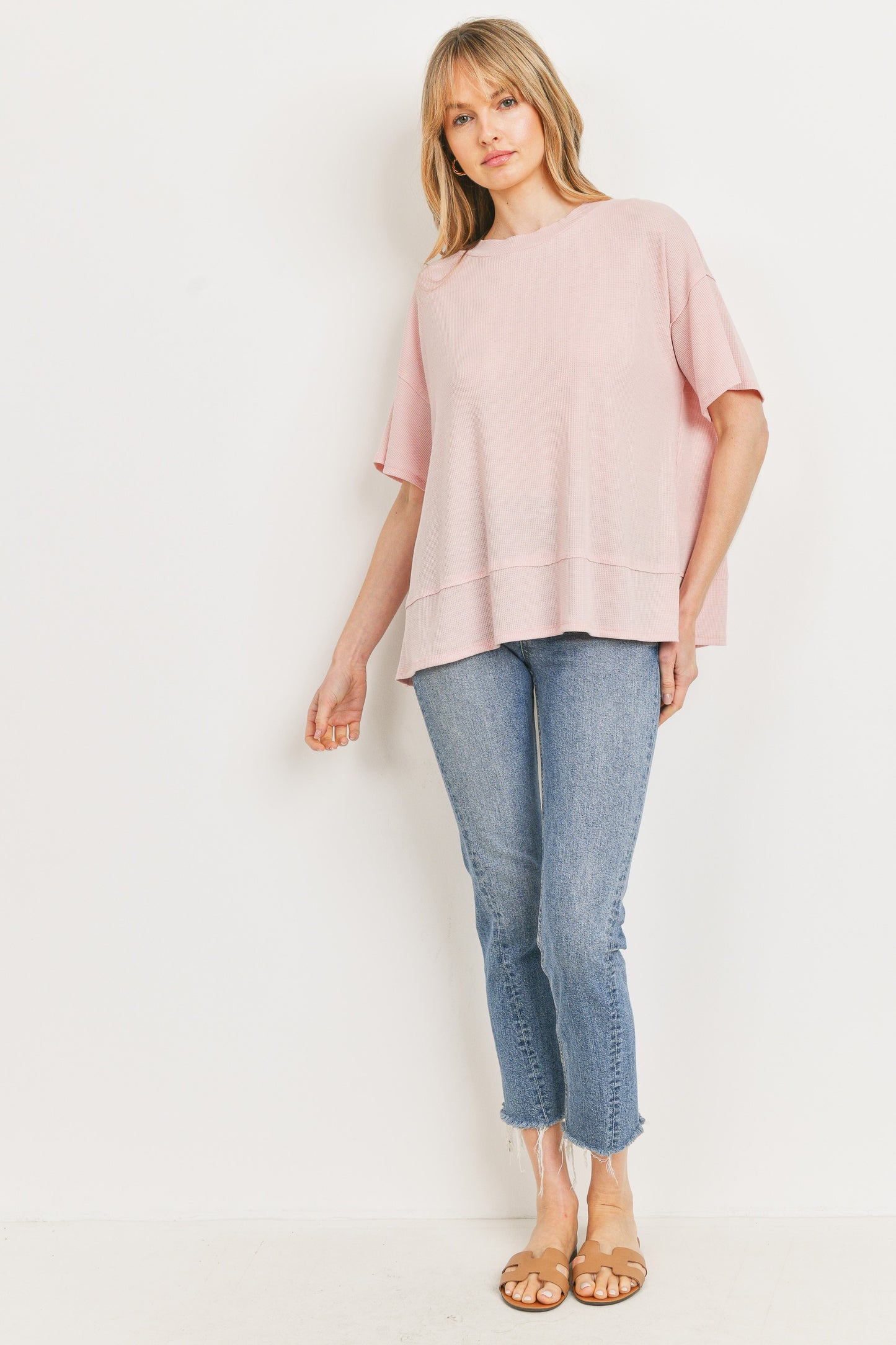 FOUR COLORS - Sandy Round Neck Short Sleeve Top