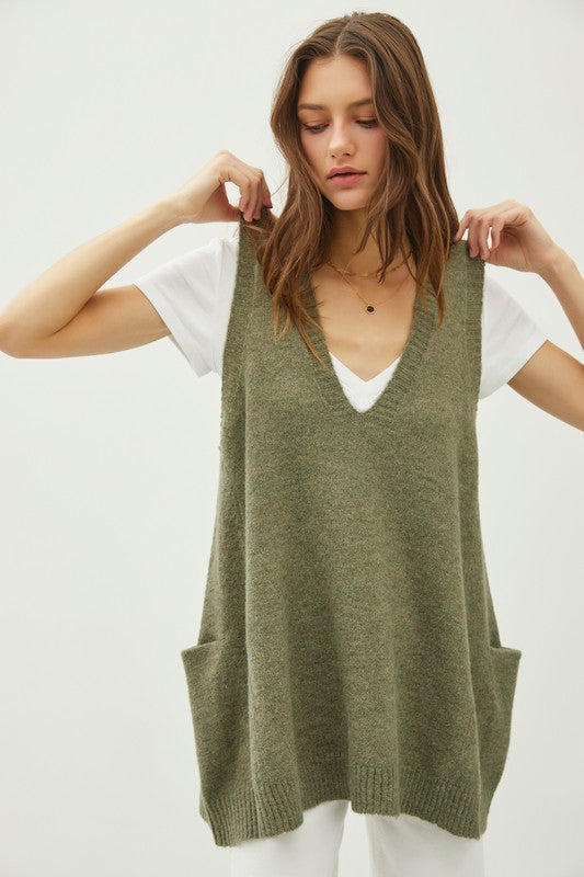 Autumn Flowy V-Neck Vest