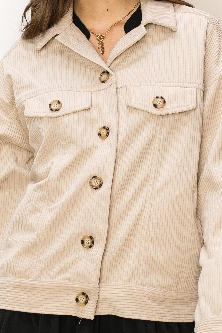 TWO COLORS - Dream Corduroy Flap Pocket Jacket