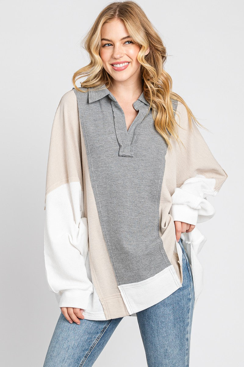 TWO COLORS - Catherine Colorblock Oversized Top