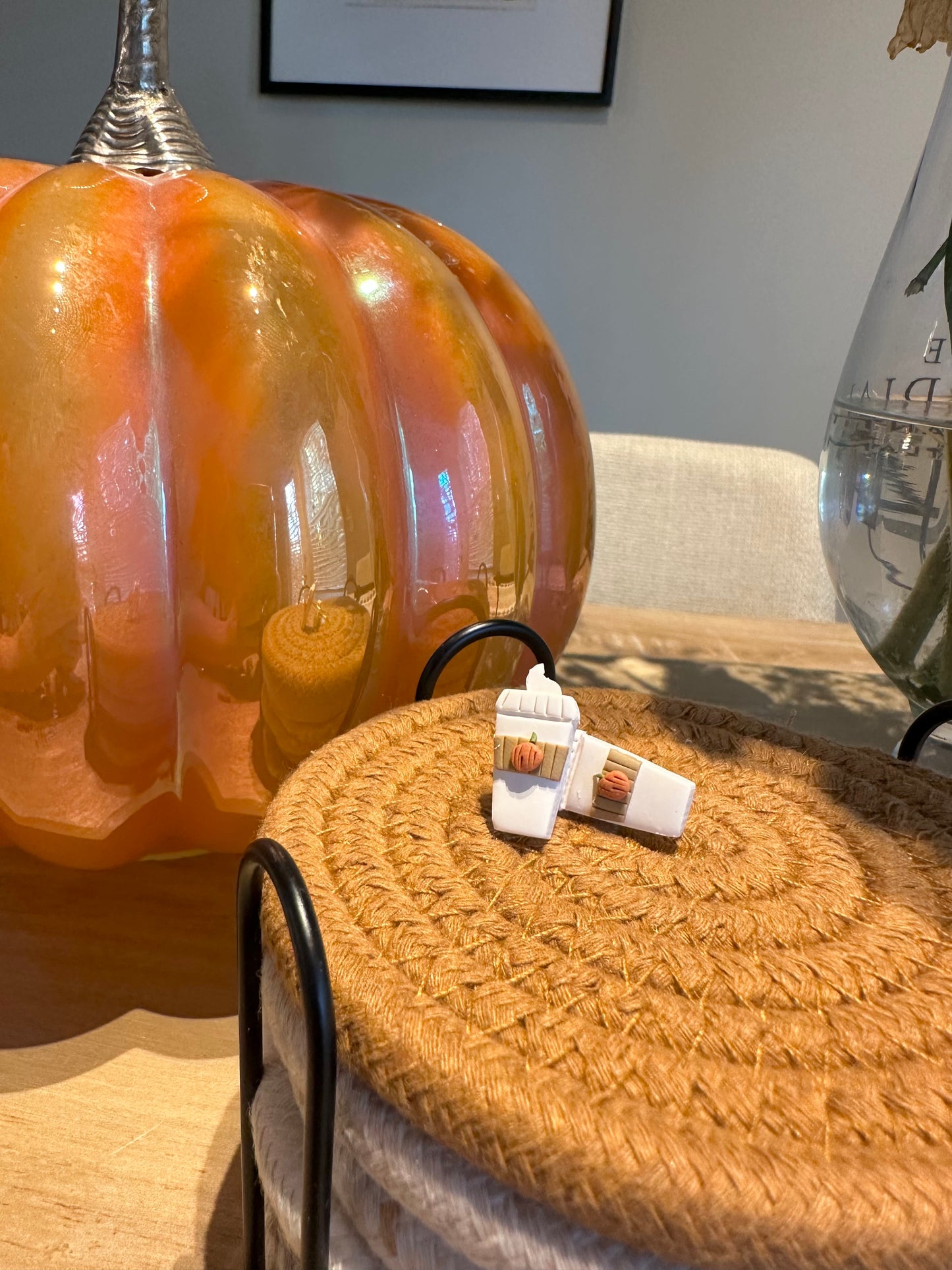 Pumpkin Latte Stud Clay Earrings