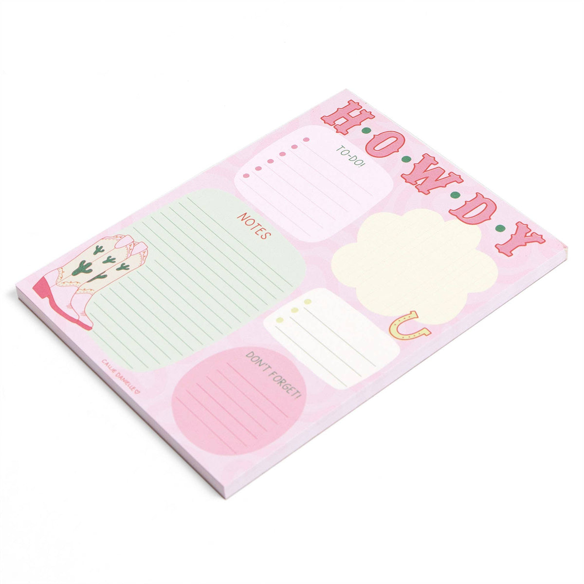 Howdy Cowgirl Boots Western Daily Notepad