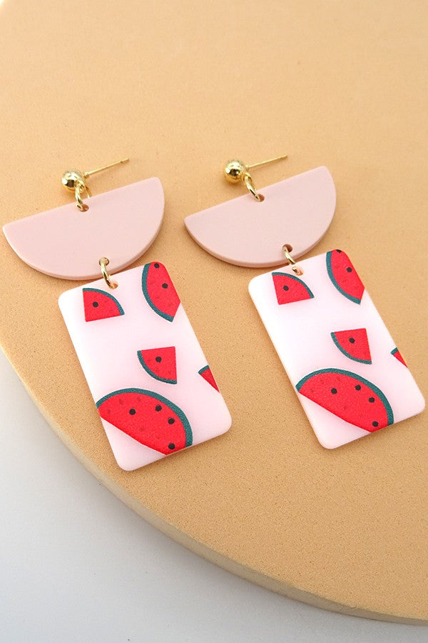 Watermelon Acrylic Drop Earrings