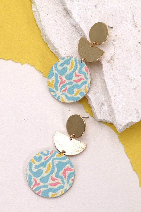 Faux Leather Geo Print Earrings