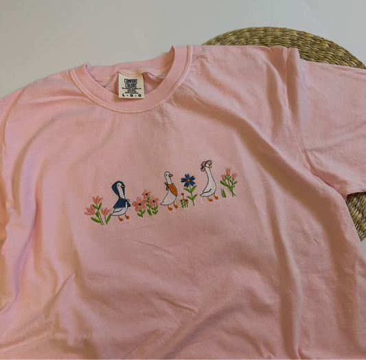 Spring Geese Embroidered Tee