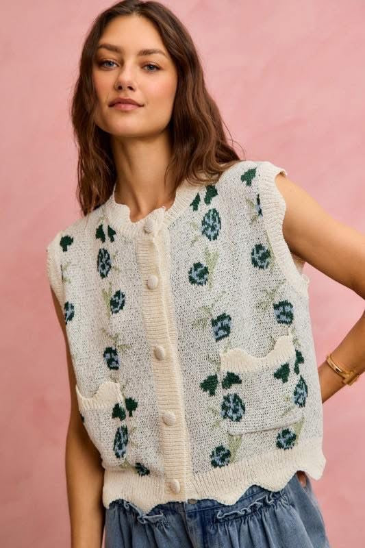 Button Down Floral Vest