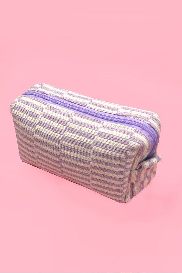 Stripe & Checker Cosmetic Bag