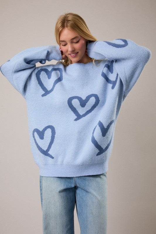 Blue Skies Heart Sweater