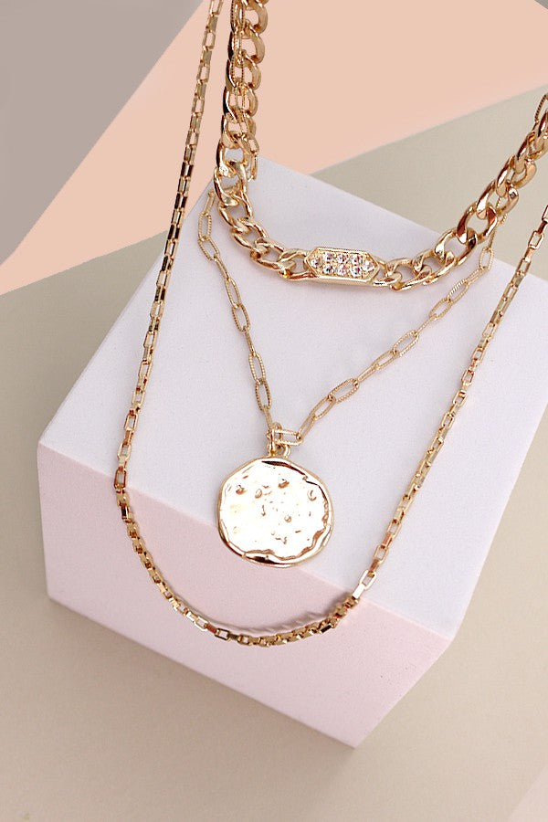 Link Chain Charm Multi Layer Necklace