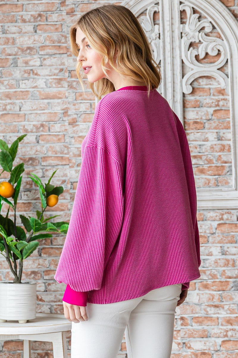 Molly Magenta Two Tone Top