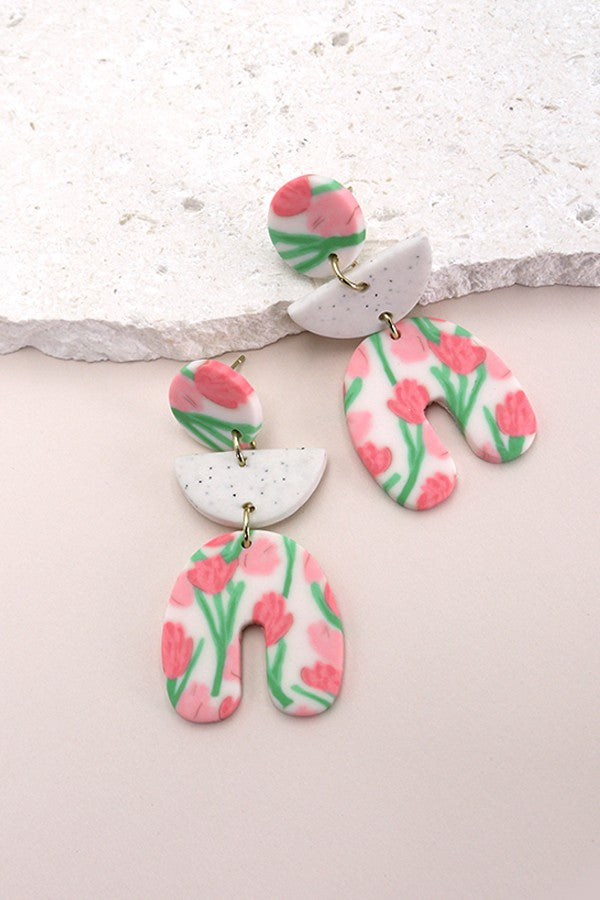 Floral Polymer Clay Earrings