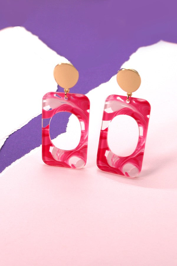 Acrylic Paisley Rectangle Earrings