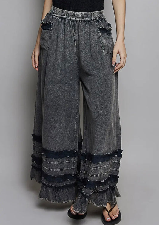 POL Ruffle Detail Wide Leg Pant