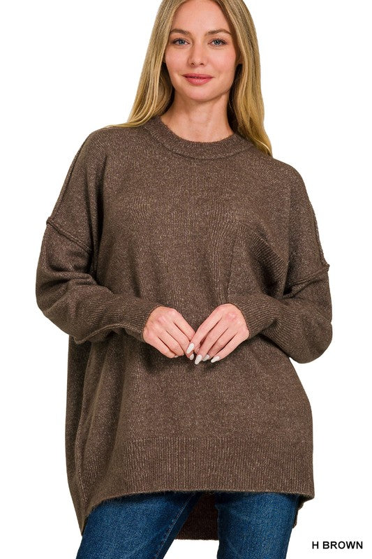 TWO COLORS : Harvest Hi-Low Pocket Sweater