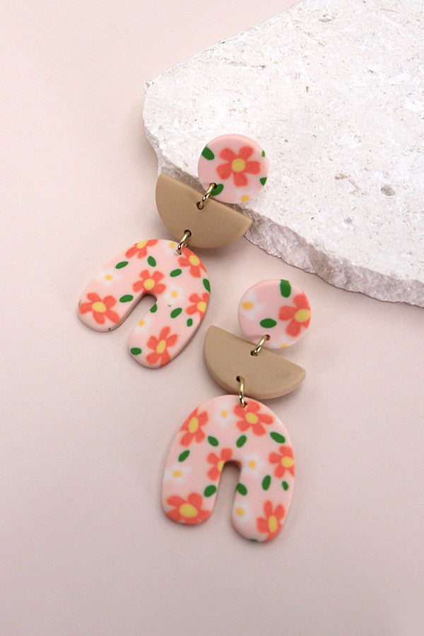 Floral Polymer Clay Earrings