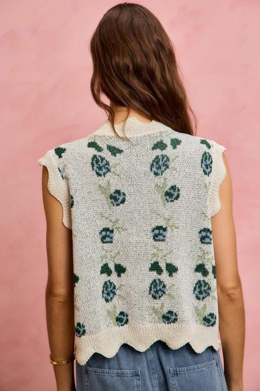 Button Down Floral Vest