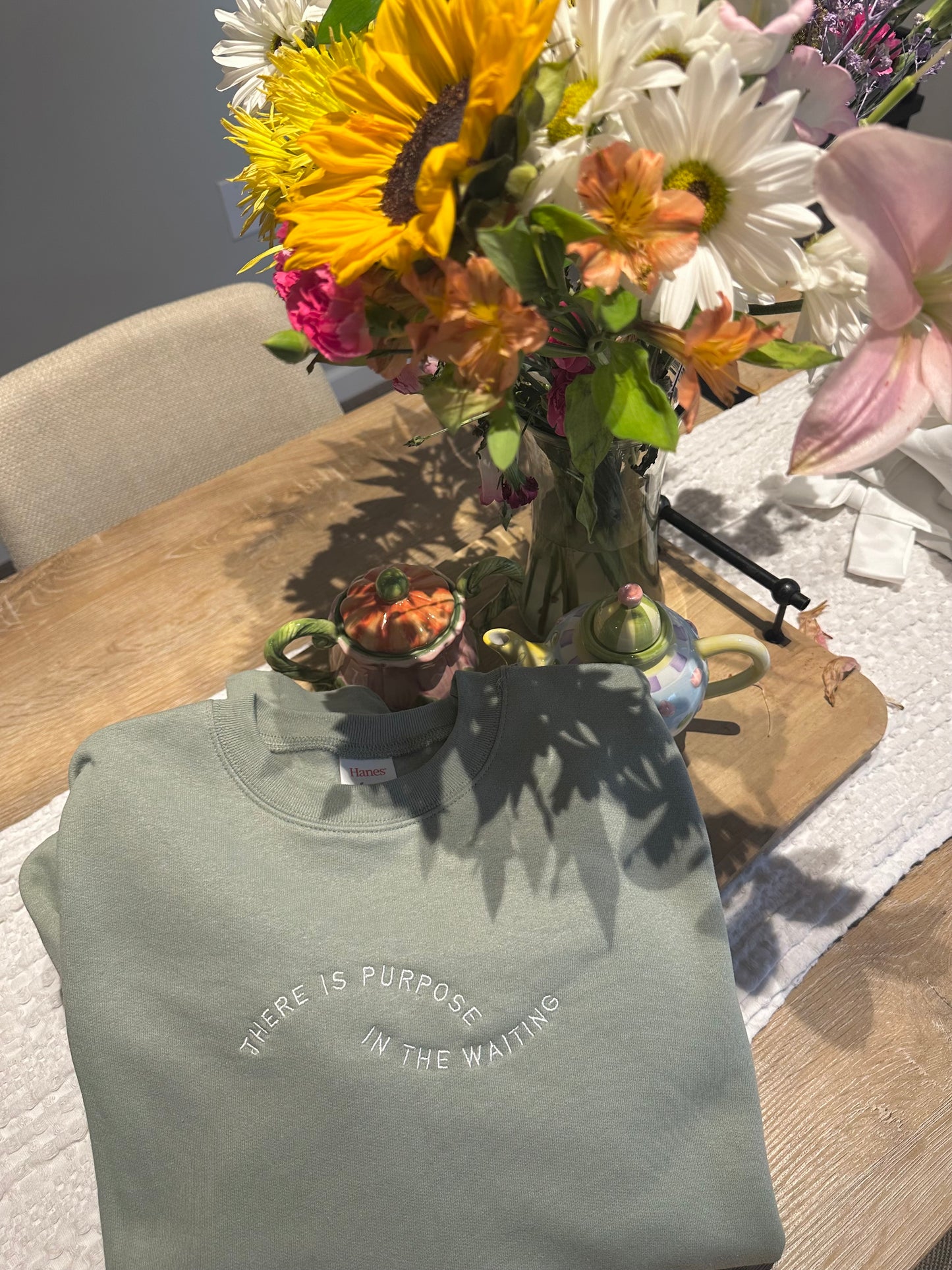 There is purpose in the waiting Embroidered Crew Neck