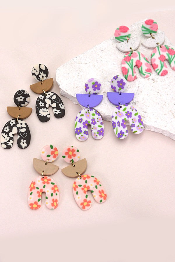 Floral Polymer Clay Earrings