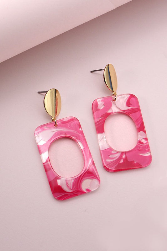 Acrylic Paisley Rectangle Earrings