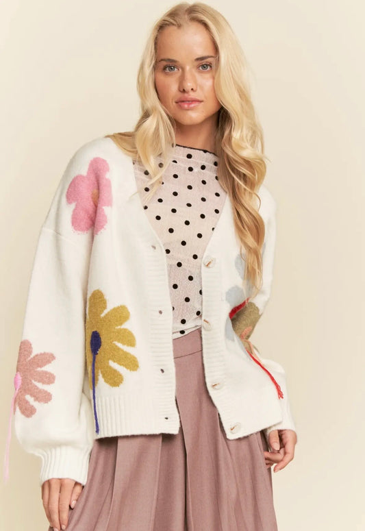 3D Floral Cardigan